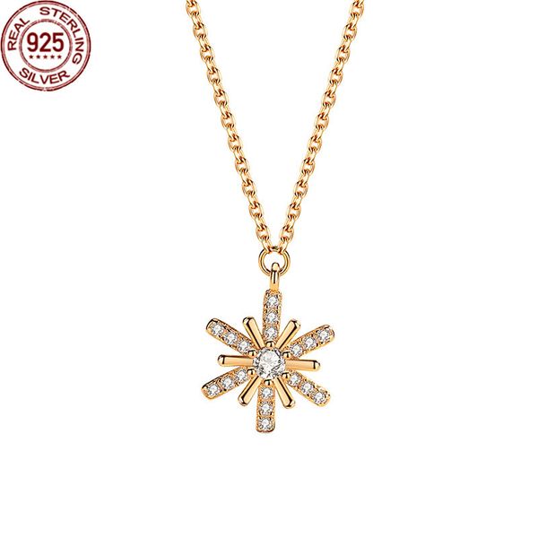 

2022 new light necklace women's s 925 silver luxury niche design clavicle chain micro inlaid rotatable pendant for women girls