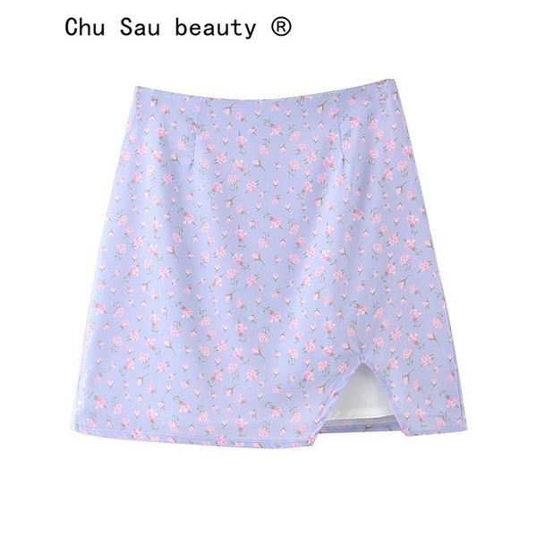 Chu Sau Beleza Mulheres Verão Mini -saia Mulher sexy pacote Festas de férias de quadril Festas de chiffon Print Print Tight Mini Skirt 220523