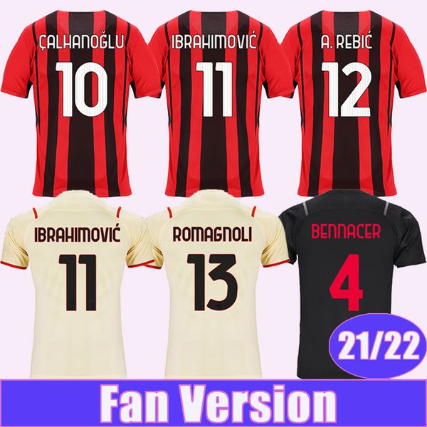 

21 22 ibrahimovic bennacer brahim mens soccer jerseys tonali giroud theo lazetic tomori kjaer home away 3rd football shirt, Black;yellow