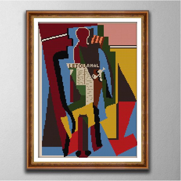 Picasso-Uomo seduto con pipa punto croce Strumenti per ricamo Set di ricamo contati stampa su tela DMC 14CT 11CT panno