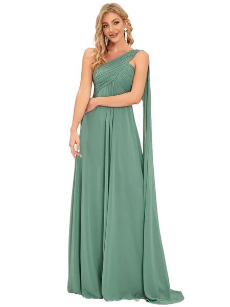 

ever-pretty one shoulder ruched side draped chiffon formal dress v1xs#, Black;gray