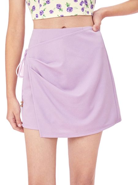 

mod zip back wrap knot side skirt l3as#, Black