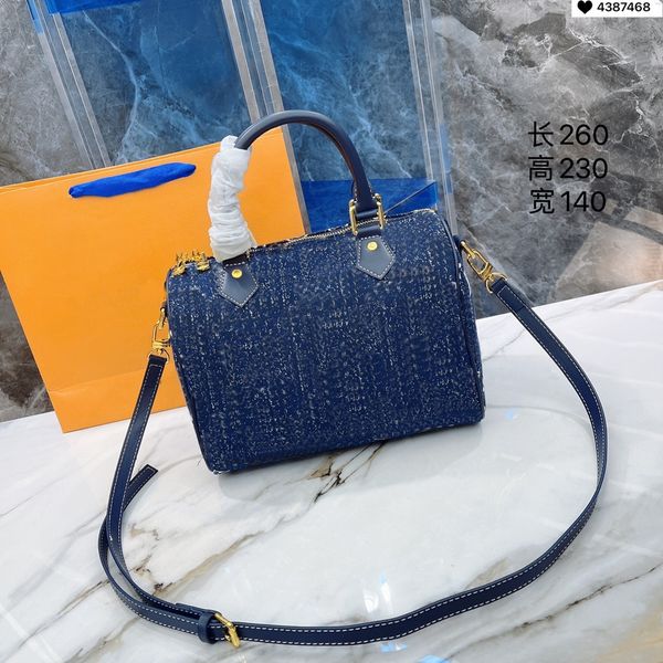 

new designer shoulder bag for men and women denim blue pillow bag size 26cm