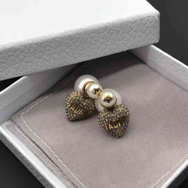 

2022 factory wholesale new home dijia love pearl earrings women's used rhinestone earrings onnq, Golden