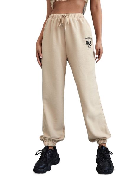 

letter graphic drawstring waist sweatpants s3fn#, Black;white