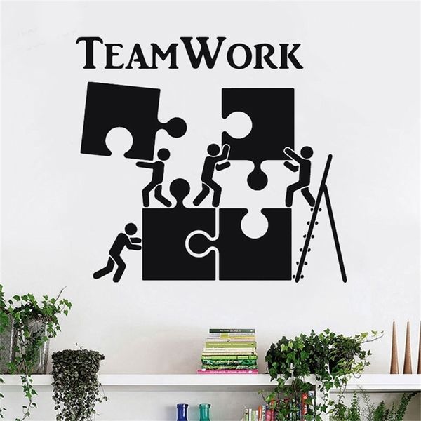 WJWY Teamwork Motivation Dekor für Büroarbeiter Puzzle Wandaufkleber Moderne Innenausstattung Kunst Vinyl -Aufkleber 220607