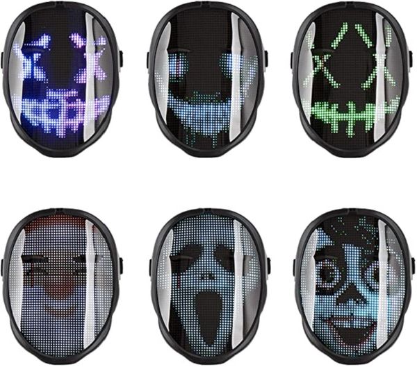 

led become 115 faces cold light halloween mask led glowing black v party activities easter funny face toys surprise wholesale large discount