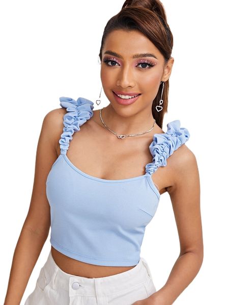 

ruched strap crop x9in#, White