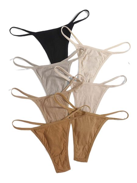 

7pack rib panty set d7qm#, Black;red