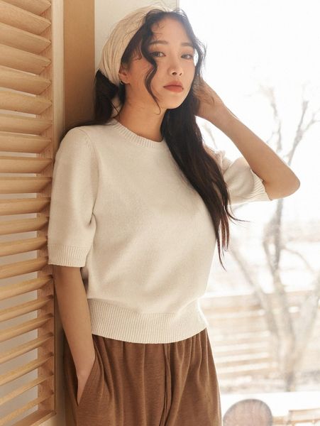 

dazy solid half sleeve sweater x1d8#, White;black