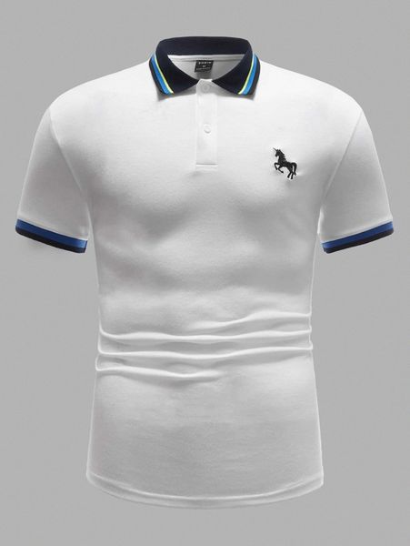 

men unicorn embroidery polo shirt 64rm#, White;black