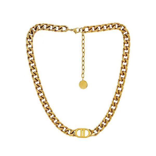 

luxury designer necklace jewelry letter thick chain mens women wedding diamond 18k gold necklaces bracelet womens high version temperament c, Silver