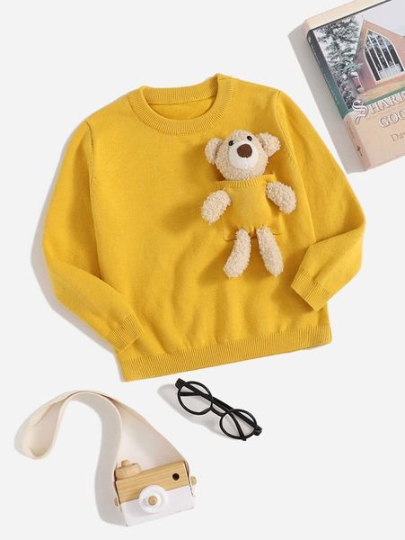 

toddler boys 3d bear decoration sweater she, Blue
