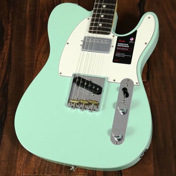 

performer tele with humbucking satin surf green electric guitar