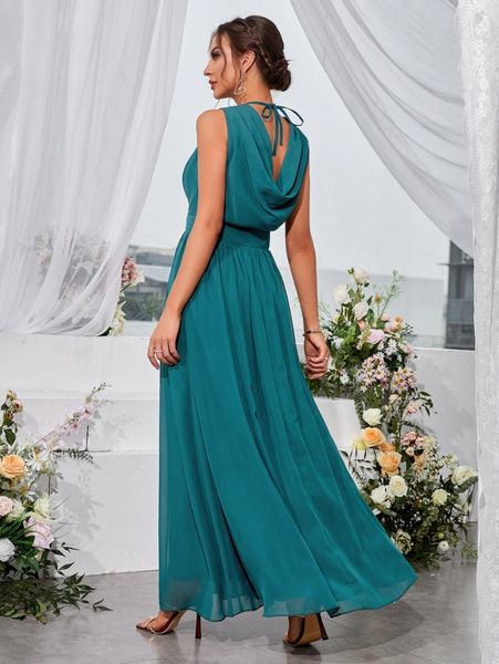 

surplice neck chiffon maxi formal dress t9qp#, Black;gray