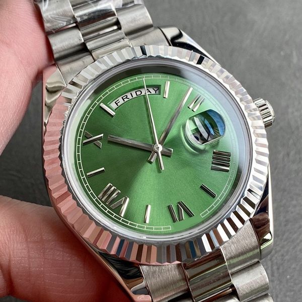 

swiss watches week men's watch 40mm automatic mechanical wristwatches silver stainless steel folding buckle strap scratch proof sapphir