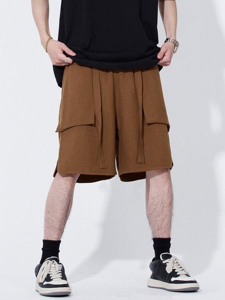 

men split hem drawstring waist shorts e6xt#, White;black