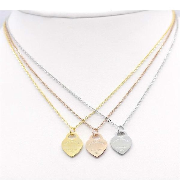 

jewerly stainless steel 18k gold plated necklace short chain silver heart necklace pendant locket necklaces chains for women coupl281l