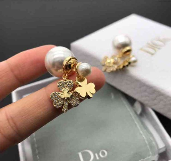 

2022 factory wholesale new family's new april grass pearl earrings, Golden