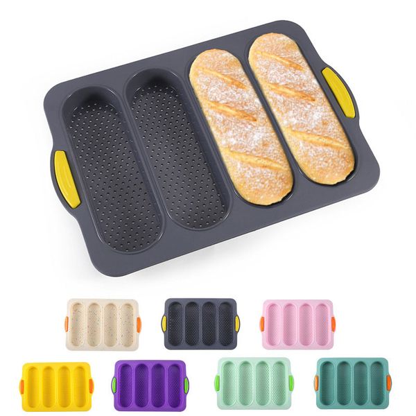 Alimentos Grade 4 Baguete Baguete Silicone Baking Moldes antiaderentes para assadeira Foods Foots Cleaning Bolo Bolo Pão Baking Mothers Day Gift ZL0990