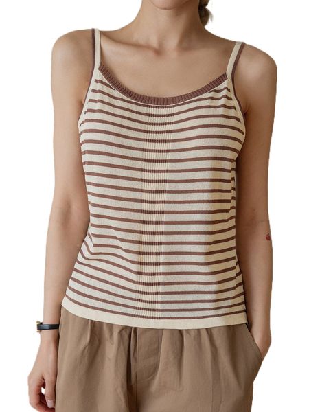 

dazy striped pattern cami knit t8qp#, White;black