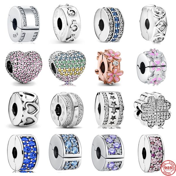 925 Серебряная подгонка Pandora Charm 925 Браслет остановил клип цветов