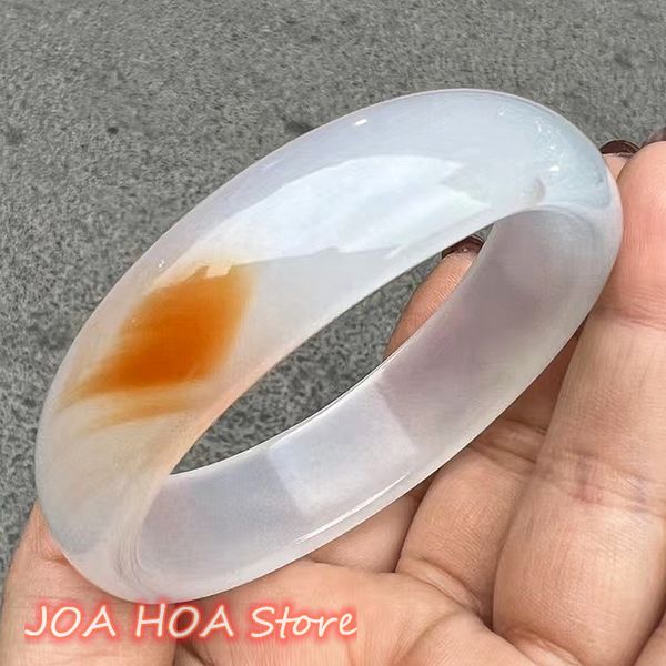 

latest perfect floating orange floating-flower bracelet natural chalcedony agate jade bangle delicate jadeite fine, Silver