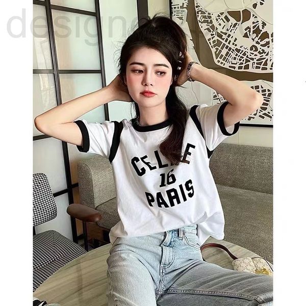 

women's t-shirt designer chaopai 22 early spring new letter short sleeve t-shirt women's loose design sense of minority fashion ag, White