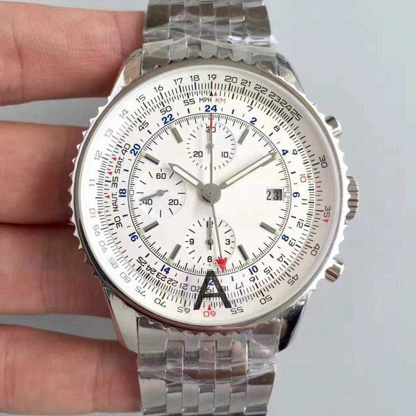 Herrenuhr, weißes Zifferblatt, Quarz-Chronographenwerk, Uhren, Sport, Herren-Designer, Edelstahlarmband, Top-Uhren, AAA-Qualität