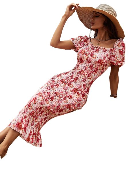 

allover f.loral s.hirred d.ress m2t4#, Black;gray