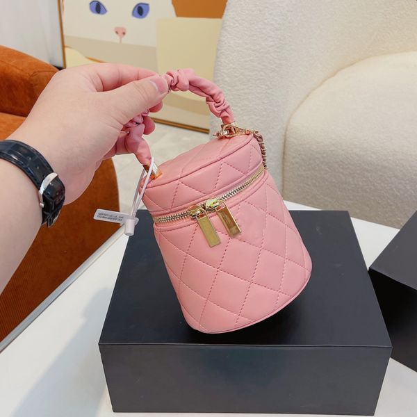 

classic women barrel-shaped vanity handbags shoulder bags fashion quilted lambskin matelasse gold chain crossbody bag cosmetic designer bag