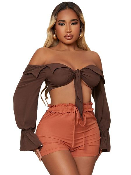 

sxy twist front flounce sleeve 81ou#, White