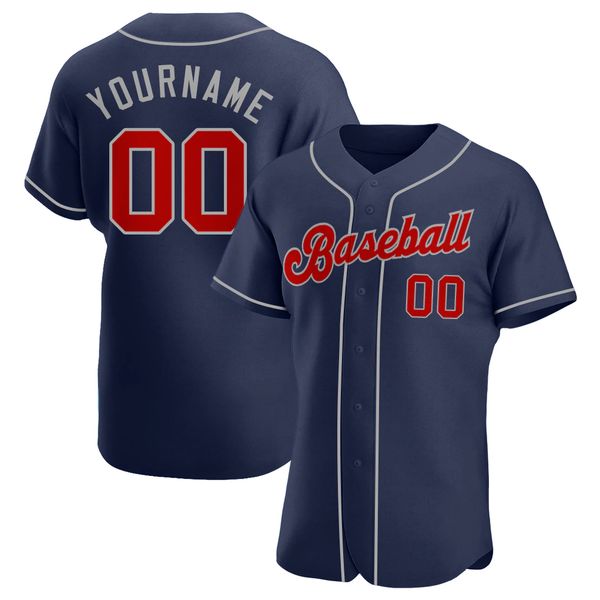 

custom navy red-gray authentic baseball jersey, Blue;black