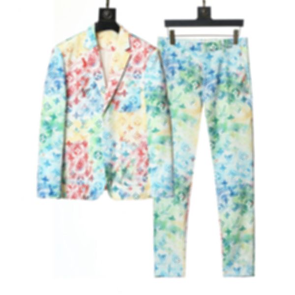 

2022 mens set fashion designer suits blazers man classic casual floral print luxury jacket brand long sleeve slimsuit coats colorful, Black;blue