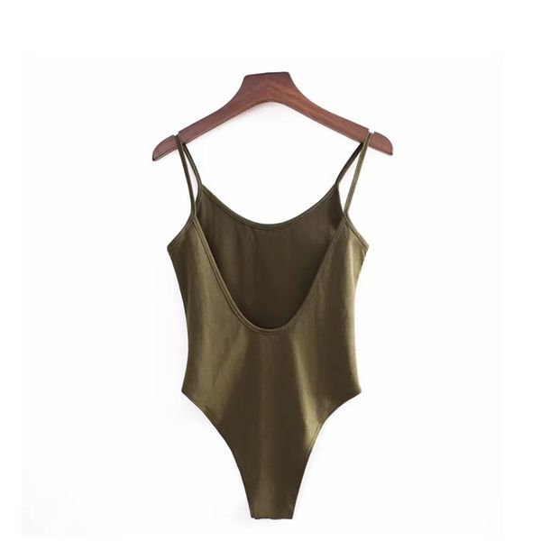 

backless fit romper body bodysuit women slim spaghetti strap skinny tight playsuits streetwear undershirt 220427, Black;white