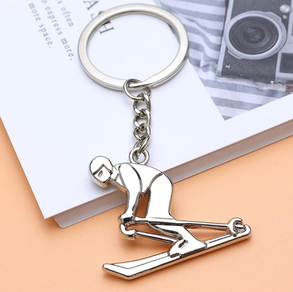 Metal Skiing Keychain Keyring Charms Sport Key Chains Rings