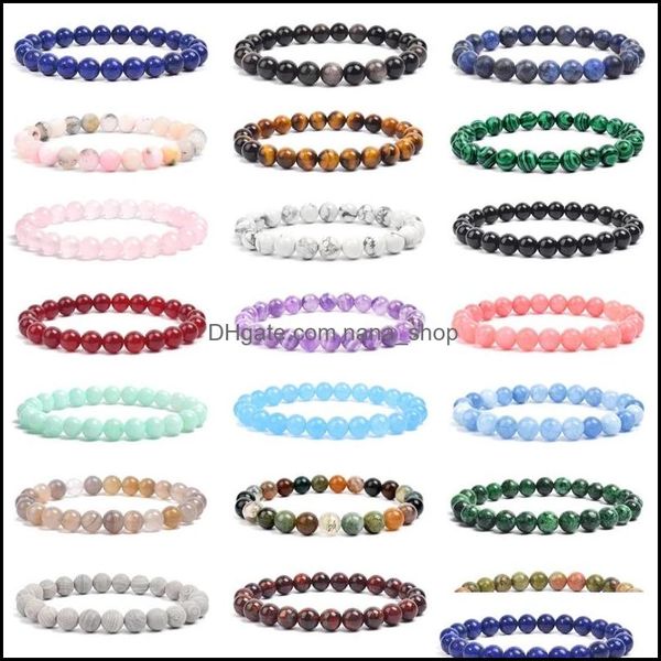 

beaded strands bracelets jewelry natural gemstone healing crystal round beads agate amethyst watermelon rose quartz morgan stone malachite, Black