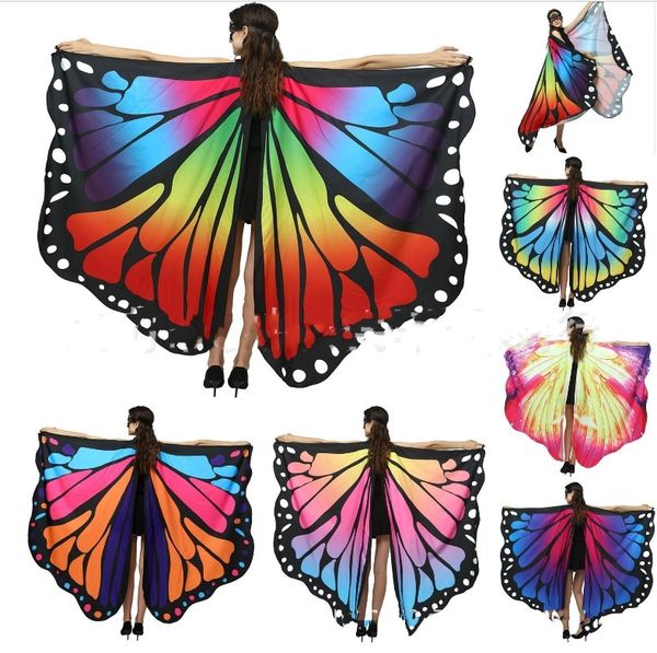 

butterfly wings shawl fairy nymph pixie costume accessory women soft fabric butterfly wings stage show prop big size, Red;brown