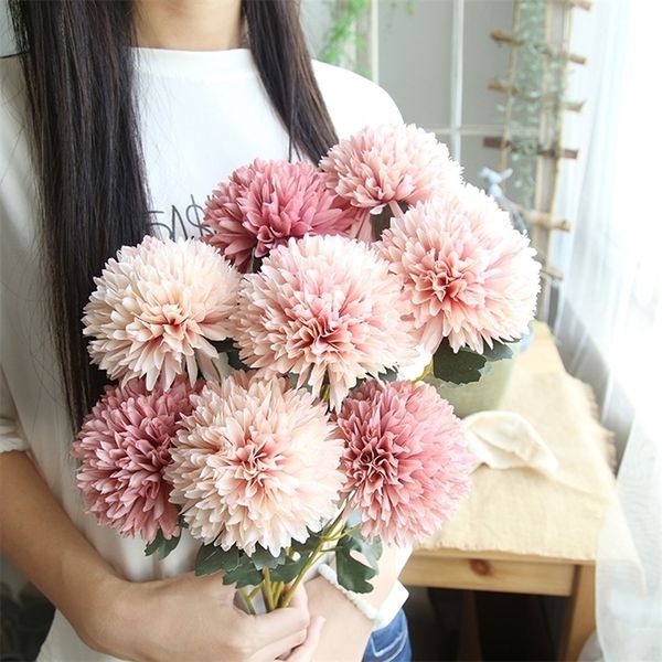 10pcspack Silk Dandelion Flower Ball Flores falsas Diy Home Decoração de casamento Artificial Flower Bouquet Day Gifts 220815