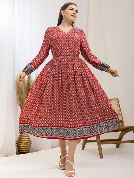

plus damask print bishop sleeve dress without belt y4wx#, Black