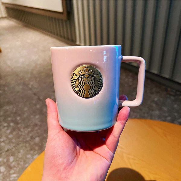 

starbucks cup new pink green gradient glacier valentine's day copper chapter simple ceramic deskcoffee mark water cup