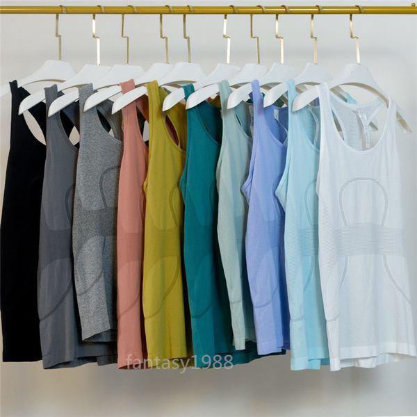 

lu-wxbx0324 women's yoga outfits sleeveless shirts solid color sports vest running excerise fitness girls loose jogging sportswear fast