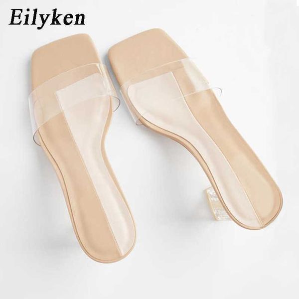 

slippers eilyken new transparent pvc jelly shoes woman fashion open toe soft crystal perspex heels beach sandale femme 220329, Black