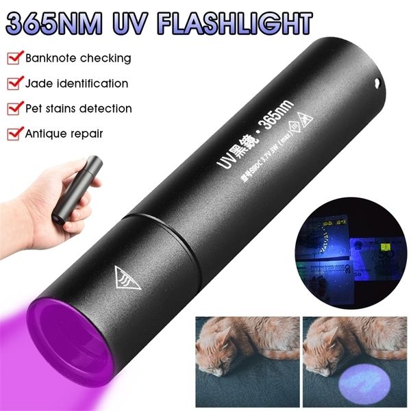 UV Flashlight Черный свет Перезаряжаемый 365 -нм Ультрафиолетовый портативный факел портативный для детектора для собачьей мочи Пятна Плета 220808