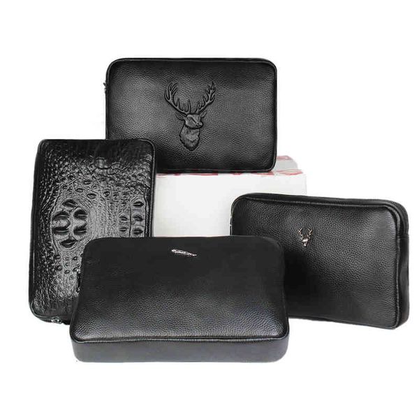 

handbags bags men's hand leather business head super large capacity envelope clip, Black;red