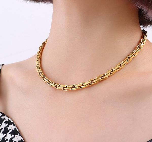 

18k hip hop 6mm chain yuansufeng men and women tuku retro clavicle plated thick gold 45cm, Silver