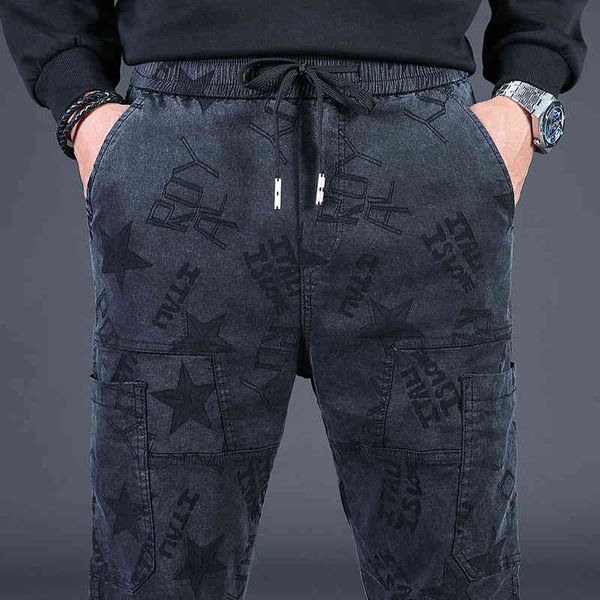 

tiktok new six kwai jeans vibrant quick shake hands same style slim small feet and men's trousers, Blue