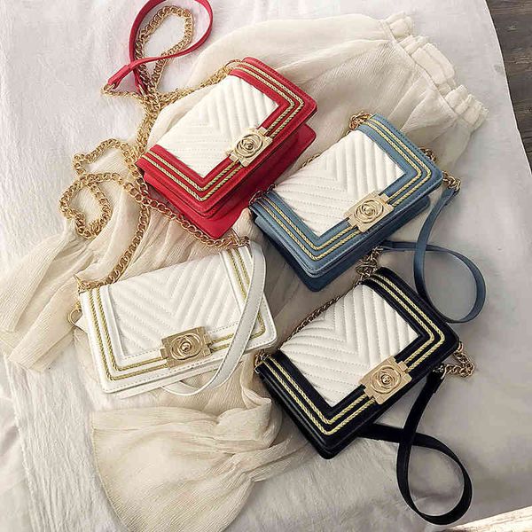 

bags handbags women's 2022 fashion lingge chain small square, Black;red