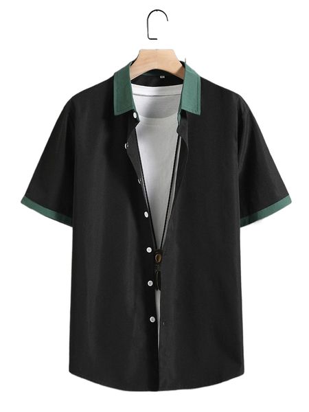 

men colorblock shirt without tee n6lp#, White;black