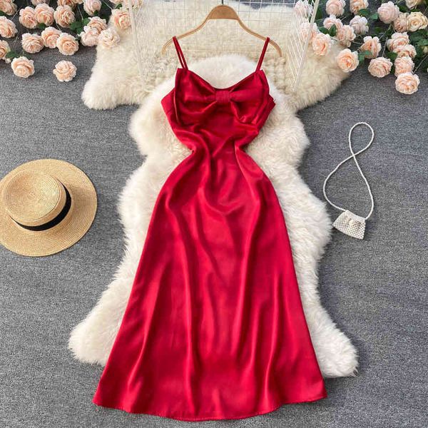 

casual dresses elegant temperament, slim, backless, big bow suspender dress, banquet celebrity host dress oqim, Black;gray